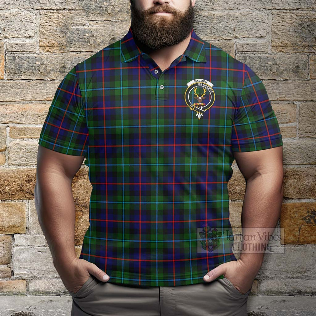 Calder Tartan Polo Shirt with Family Crest Celtic Skull Style - Tartan Vibes Clothing