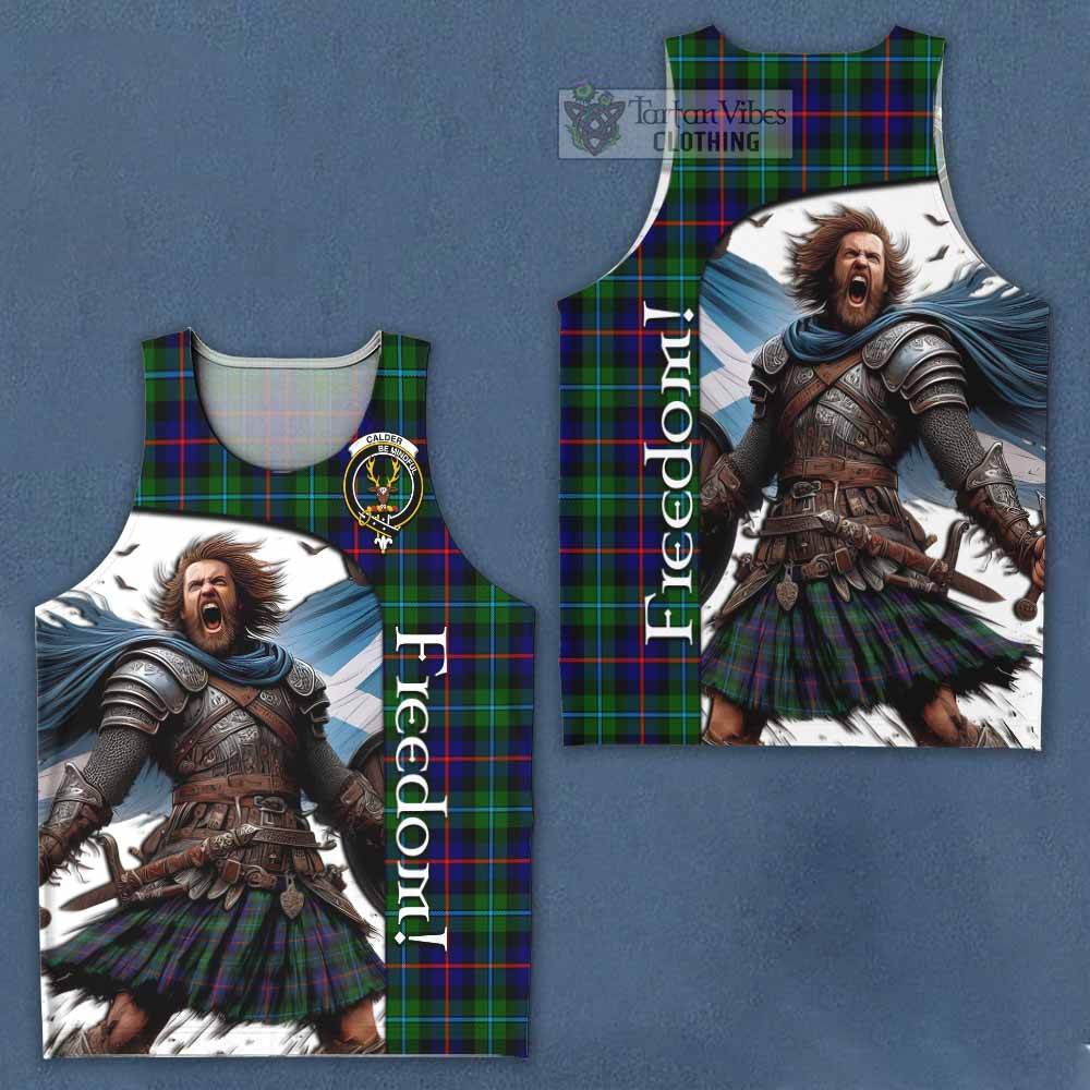 Tartan Vibes Clothing Calder Crest Tartan Men's Tank Top Inspired by the Freedom of Scottish Warrior