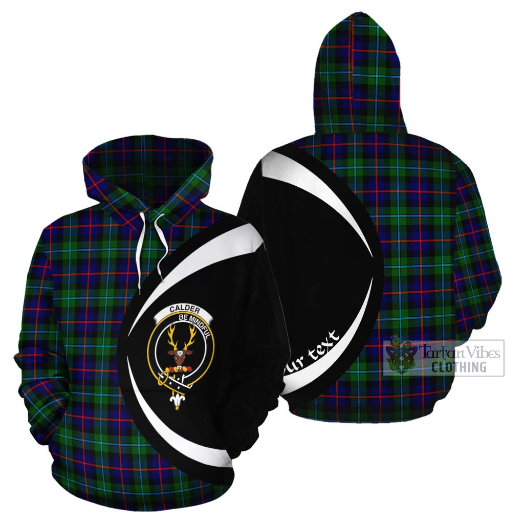 Calder Tartan Cotton Hoodie with Family Crest Circle Style Zip Hoodie - Tartan Vibes Clothing