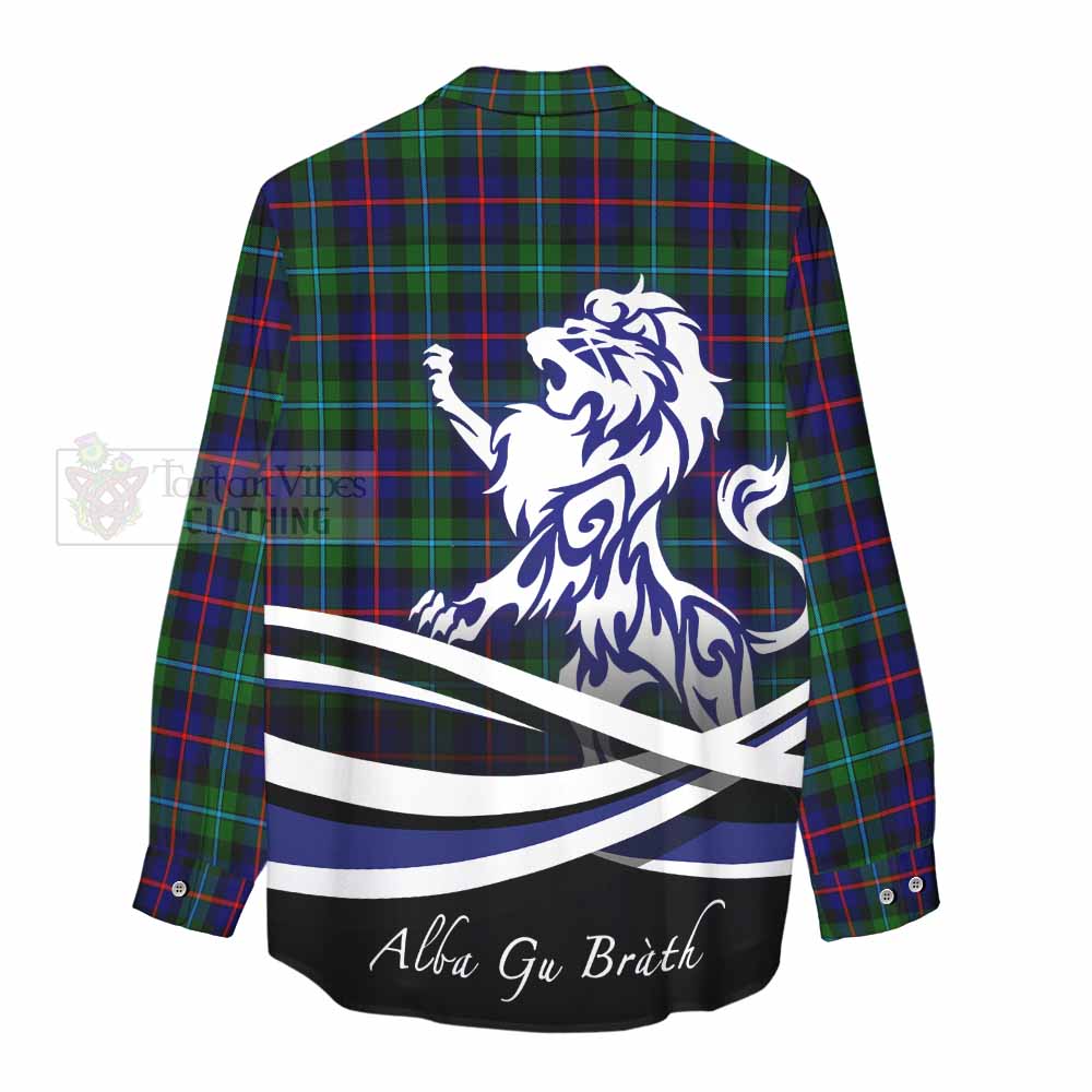 Calder Tartan Women's Casual Shirt with Alba Gu Brath Regal Lion Emblem - Tartan Vibes Clothing
