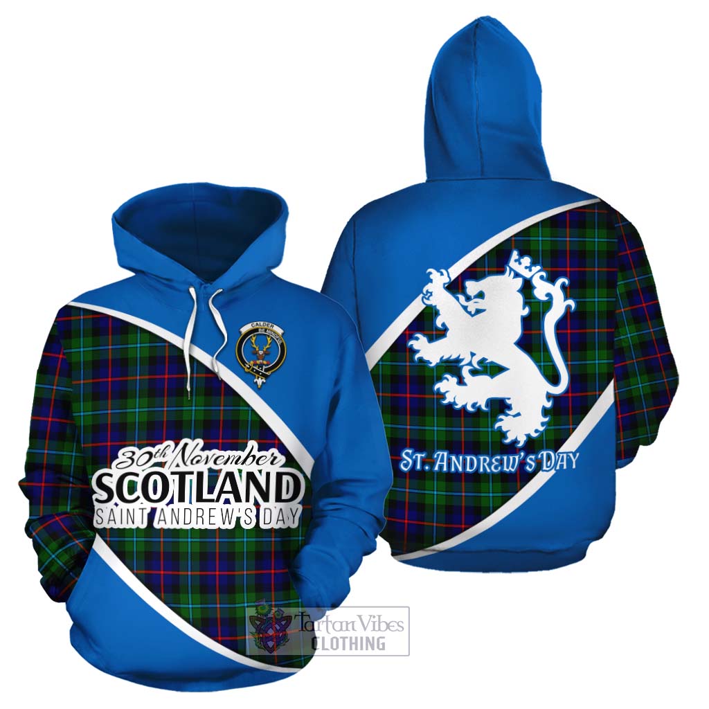 Tartan Vibes Clothing Calder Family Crest Tartan Cotton Hoodie Celebrate Saint Andrew's Day in Style