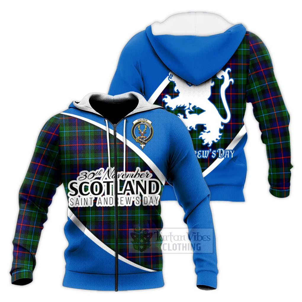 Tartan Vibes Clothing Calder Family Crest Tartan Knitted Hoodie Celebrate Saint Andrew's Day in Style