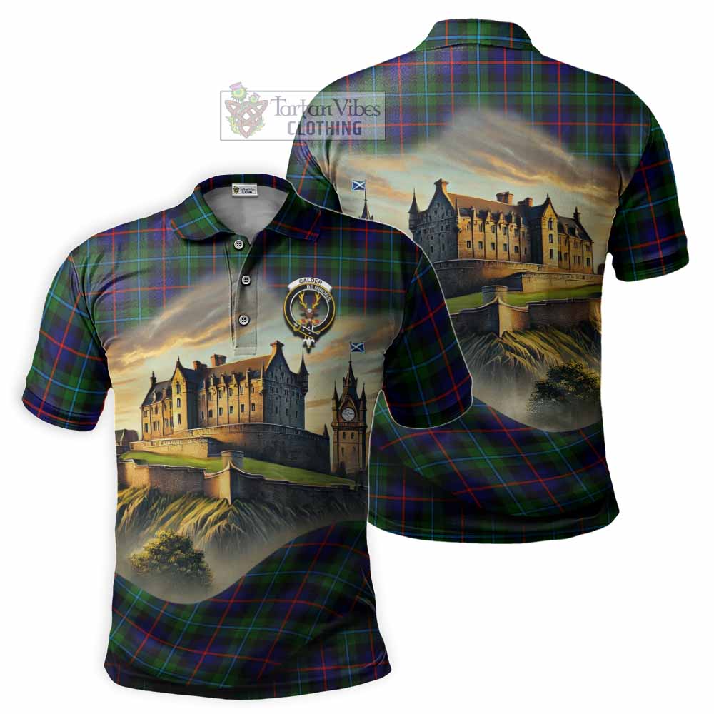 Calder Tartan Family Crest Polo Shirt with Scottish Ancient Castle Style - Tartan Vibes Clothing