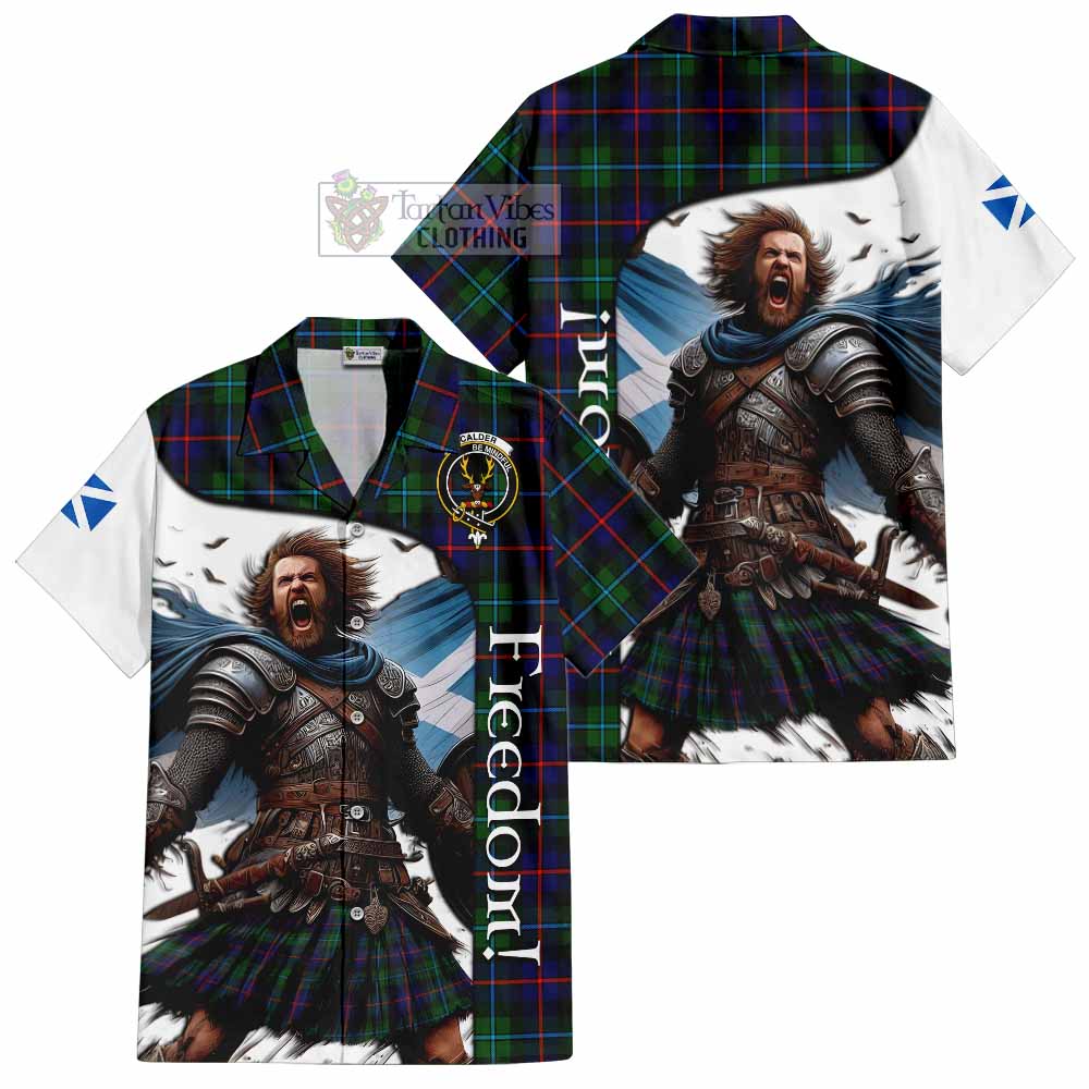 Tartan Vibes Clothing Calder Crest Tartan Short Sleeve Button Shirt Inspired by the Freedom of Scottish Warrior