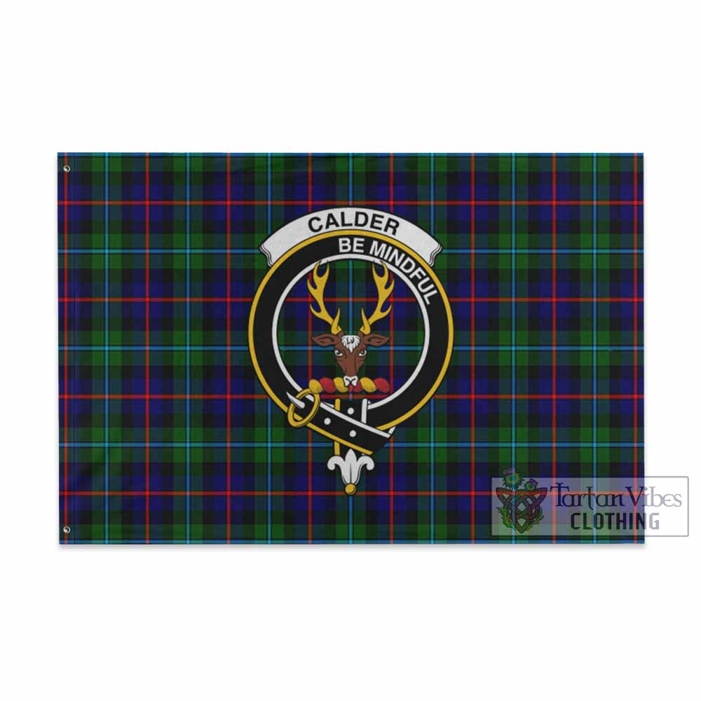 Tartan Vibes Clothing Calder Tartan House Flag with Family Crest