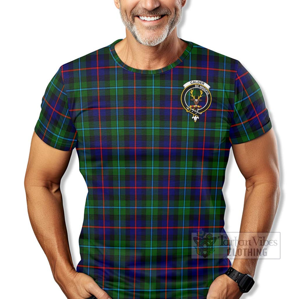 Calder Tartan T-Shirt with Family Crest Celtic Skull Style - Tartan Vibes Clothing