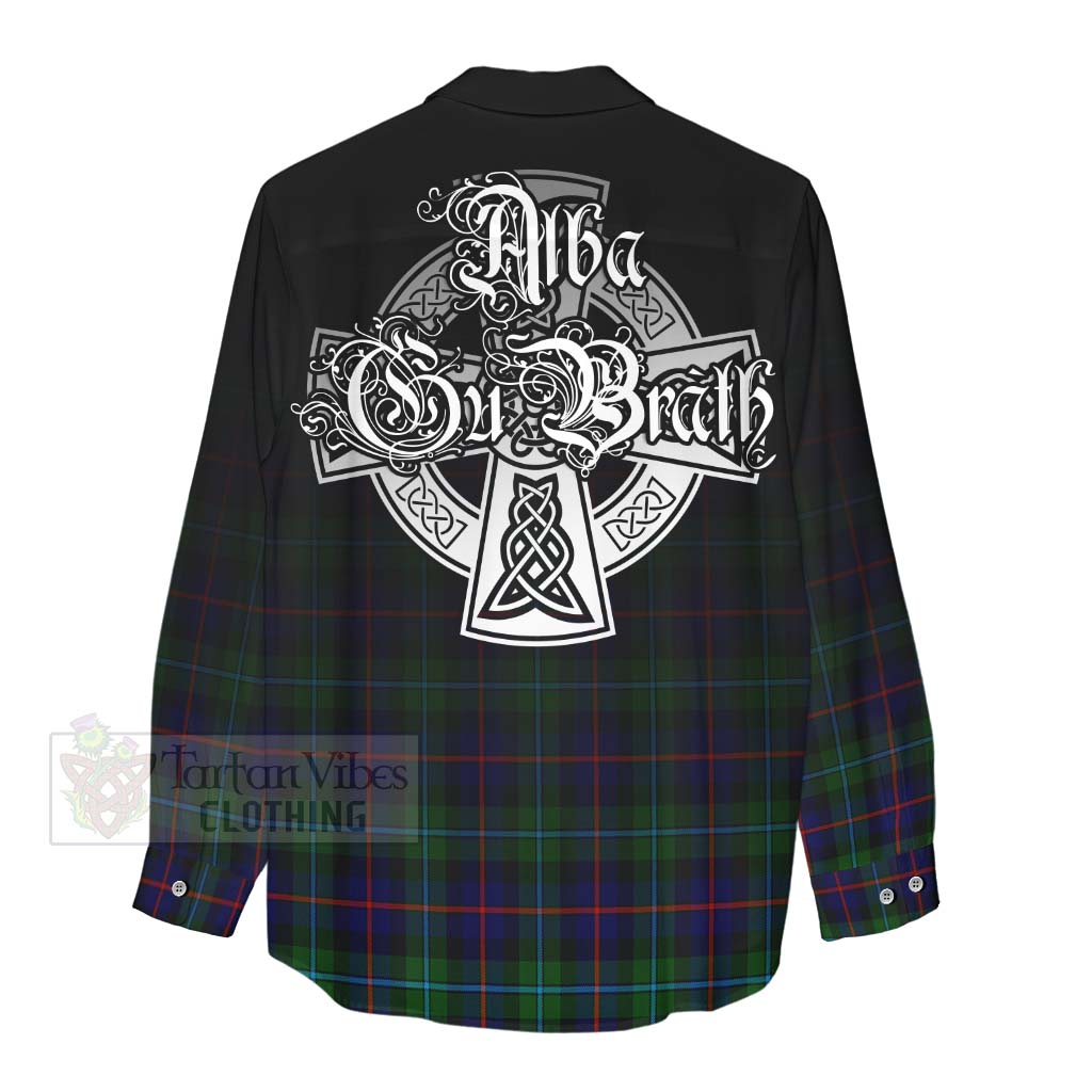 Calder Tartan Women's Casual Shirt Featuring Alba Gu Brath Family Crest Celtic Inspired - Tartan Vibes Clothing
