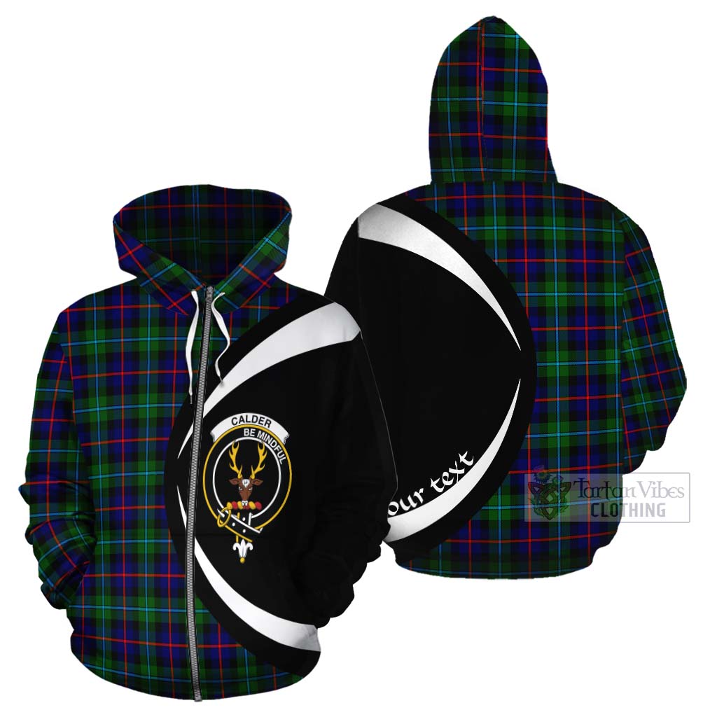 Calder Tartan Cotton Hoodie with Family Crest Circle Style - Tartan Vibes Clothing