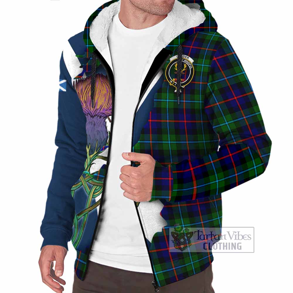 Tartan Vibes Clothing Calder Tartan Family Crest Sherpa Hoodie Scottish Thistle Celtic Inspired