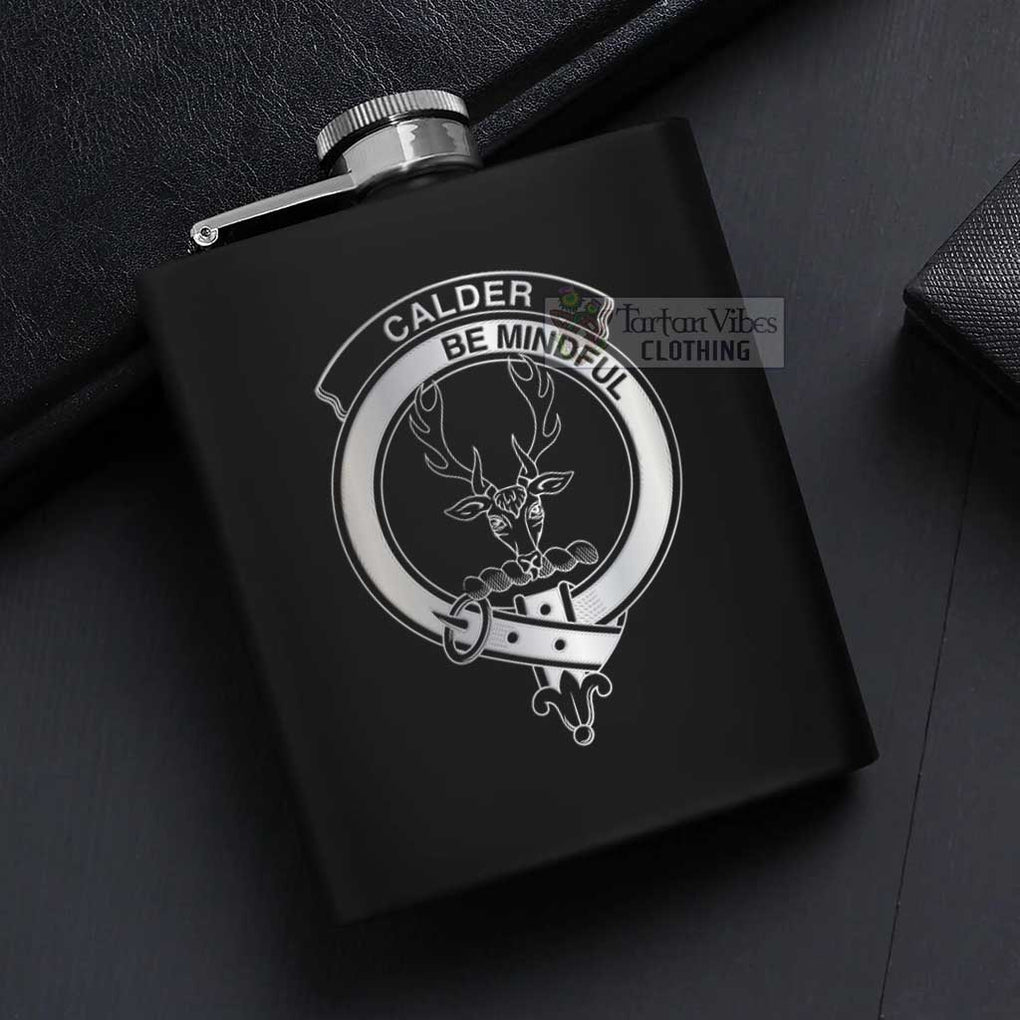 Calder Crest Hip Flask Set 7oz Black Stainless Steel with A Gift Box - 2D-tartanvibesclothing