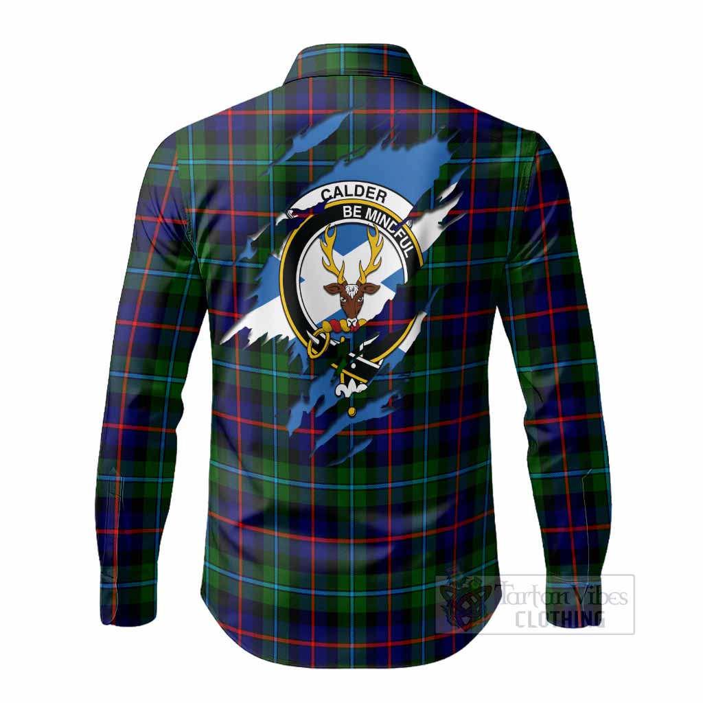 Calder Clan Crest In Me Tartan Long Sleeve Button Shirts Scotland Flag Style