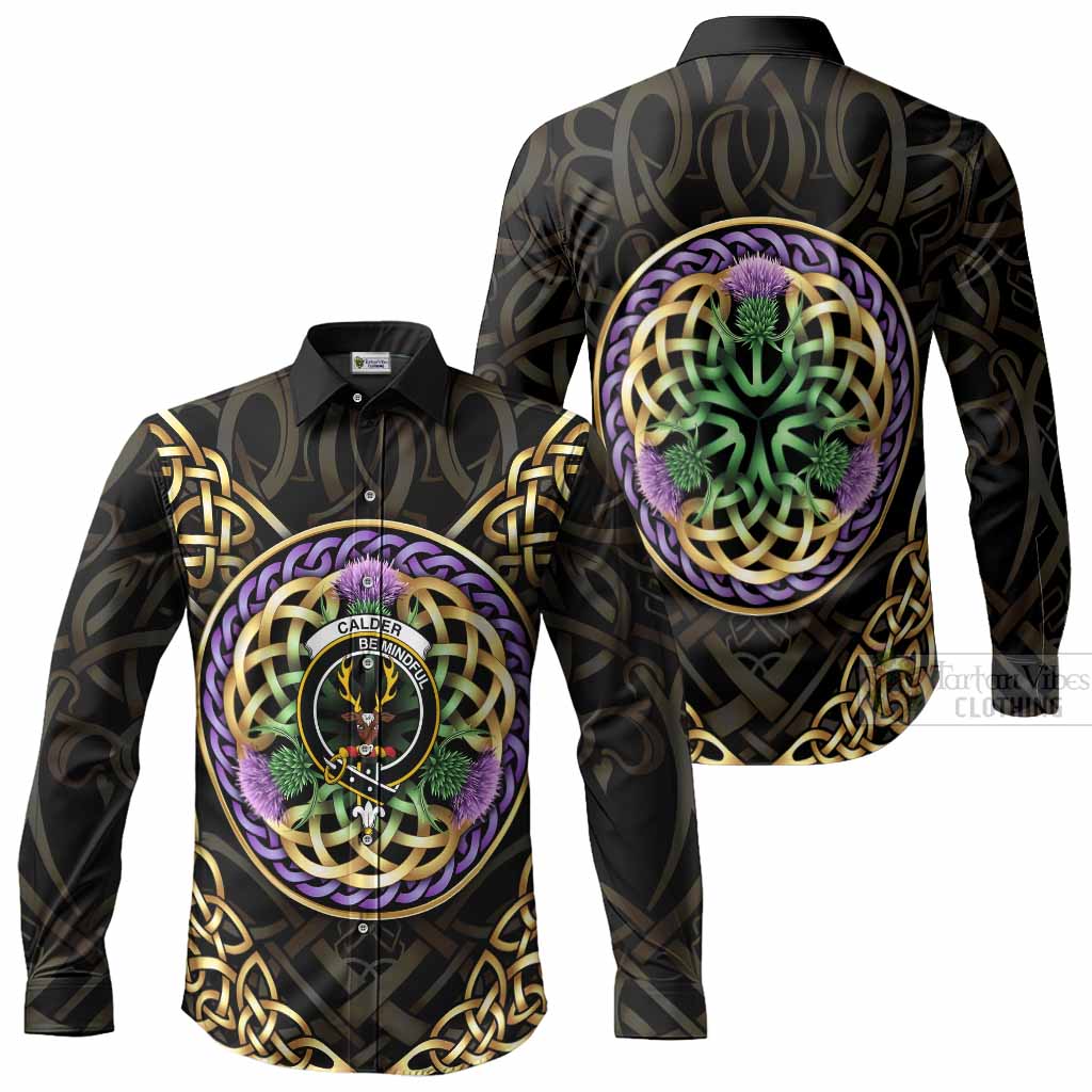 Calder Clan Crest Long Sleeve Button Shirts Celtic Scottish Thistle