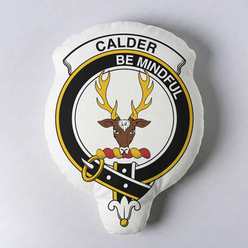 Calder Clan Crest Shaped Throw Pillow, Scottish Clan Badge Decorative Pillow