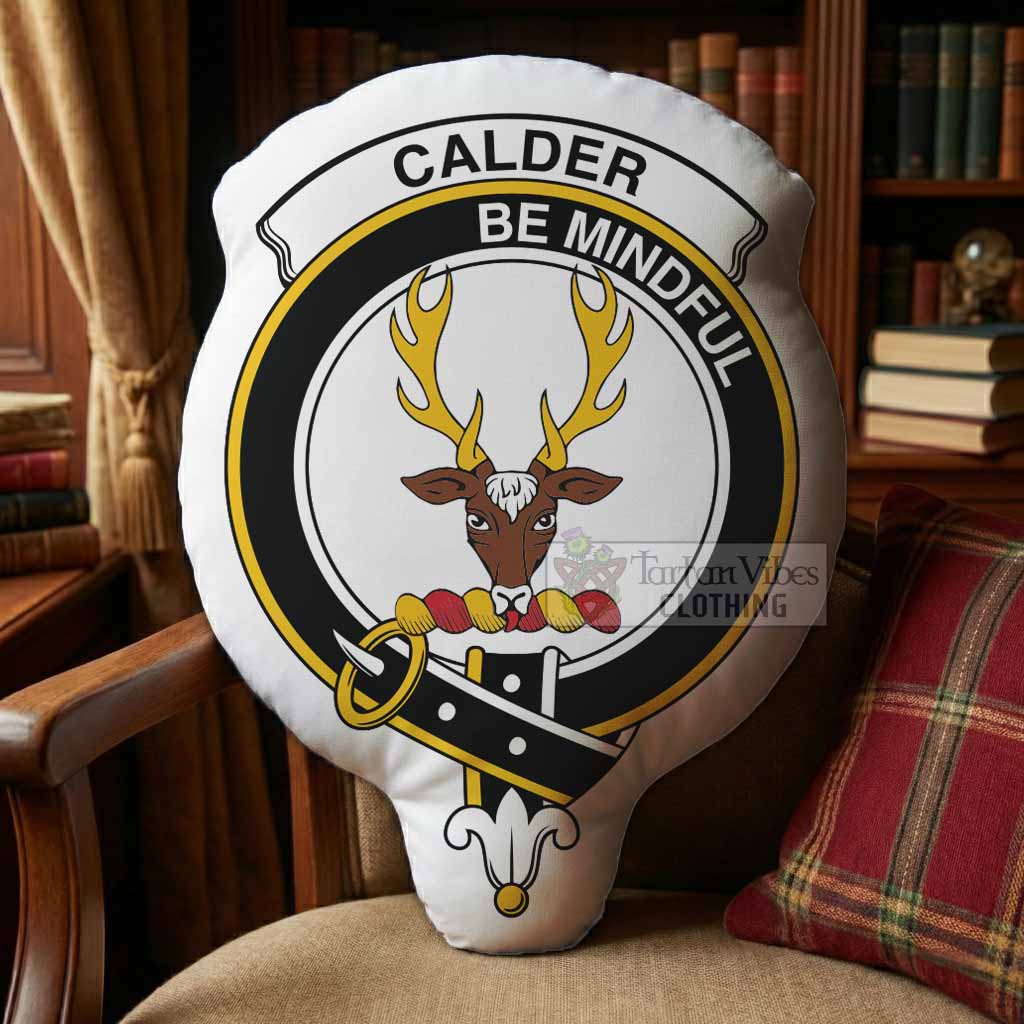 Calder Clan Crest Shaped Throw Pillow, Scottish Clan Badge Decorative Pillow
