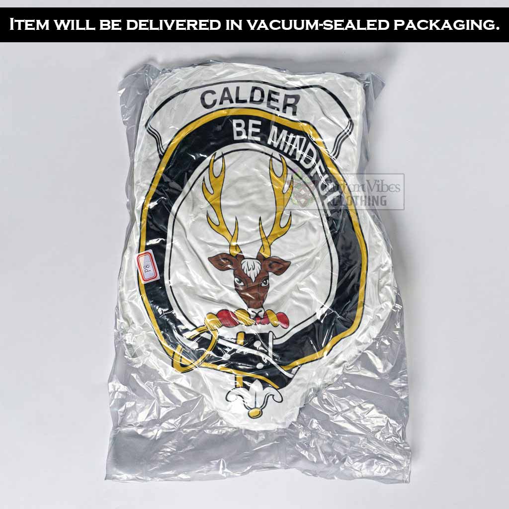 Calder Clan Crest Shaped Throw Pillow, Scottish Clan Badge Decorative Pillow