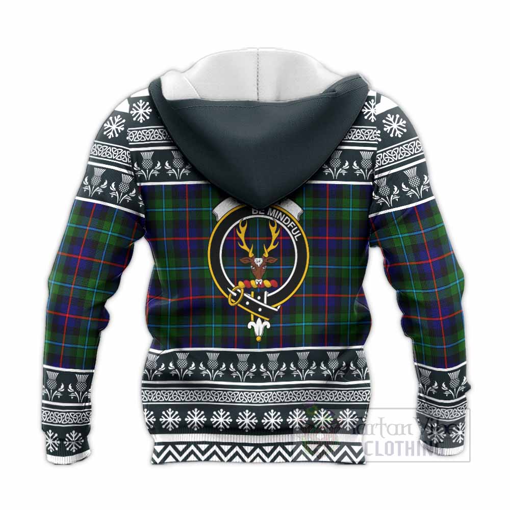 Calder Clan Tartan Christmas Knitted Hoodie with Family Crest - Tartan Vibes Clothing