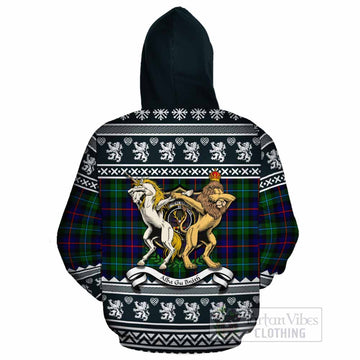 Calder Clan Tartan Crest Christmas Cotton Hoodie Coat of Arms Funny Style