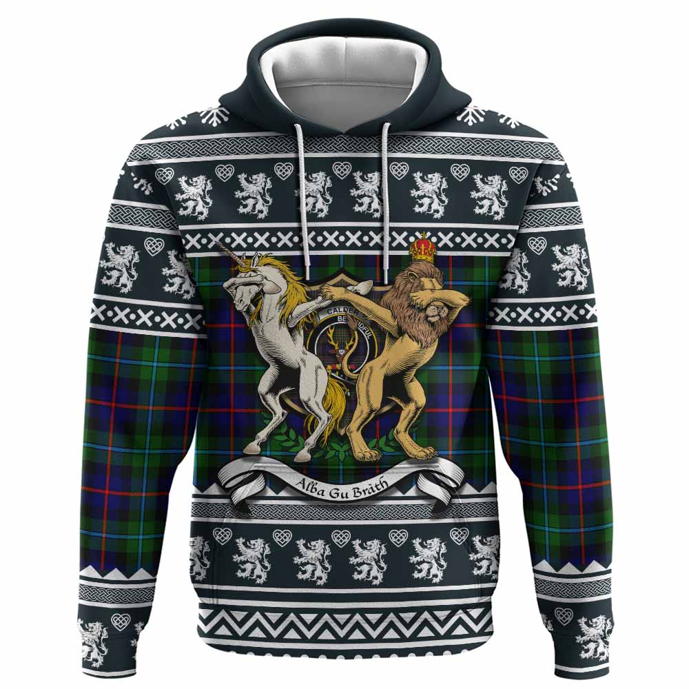 Calder Clan Tartan Crest Christmas Hoodie Coat of Arms Funny Style - Tartan Vibes Clothing