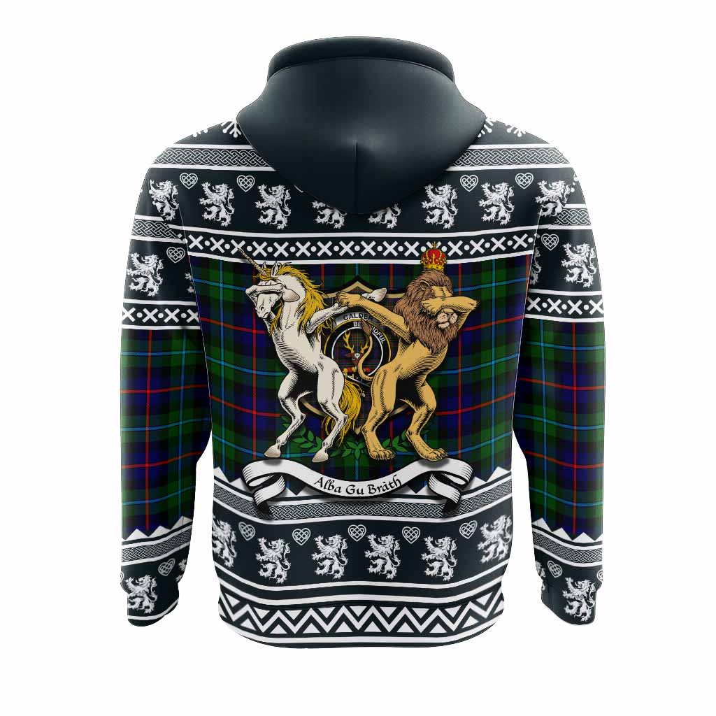 Calder Clan Tartan Crest Christmas Hoodie Coat of Arms Funny Style - Tartan Vibes Clothing