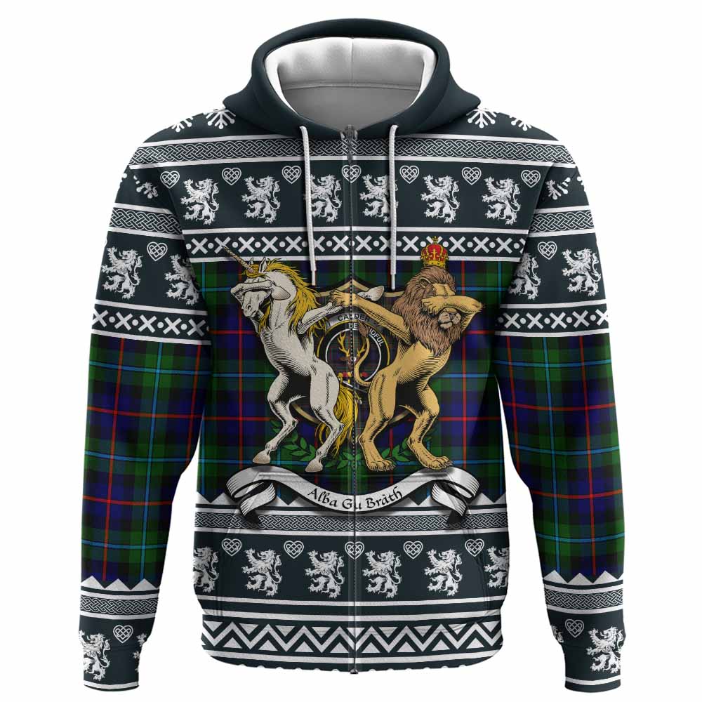 Calder Clan Tartan Crest Christmas Hoodie Coat of Arms Funny Style - Tartan Vibes Clothing
