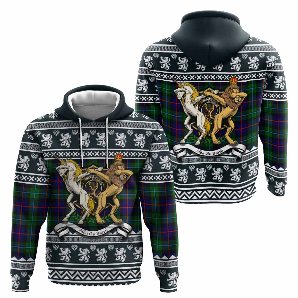 Calder Clan Tartan Crest Christmas Hoodie Coat of Arms Funny Style - Tartan Vibes Clothing