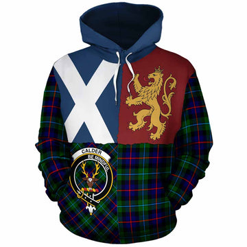 Calder Crest Tartan Cotton Hoodie with Lion Rampant Saltire Style