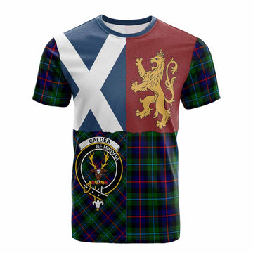Calder Crest Tartan Cotton T-shirt with Lion Rampant Saltire Style