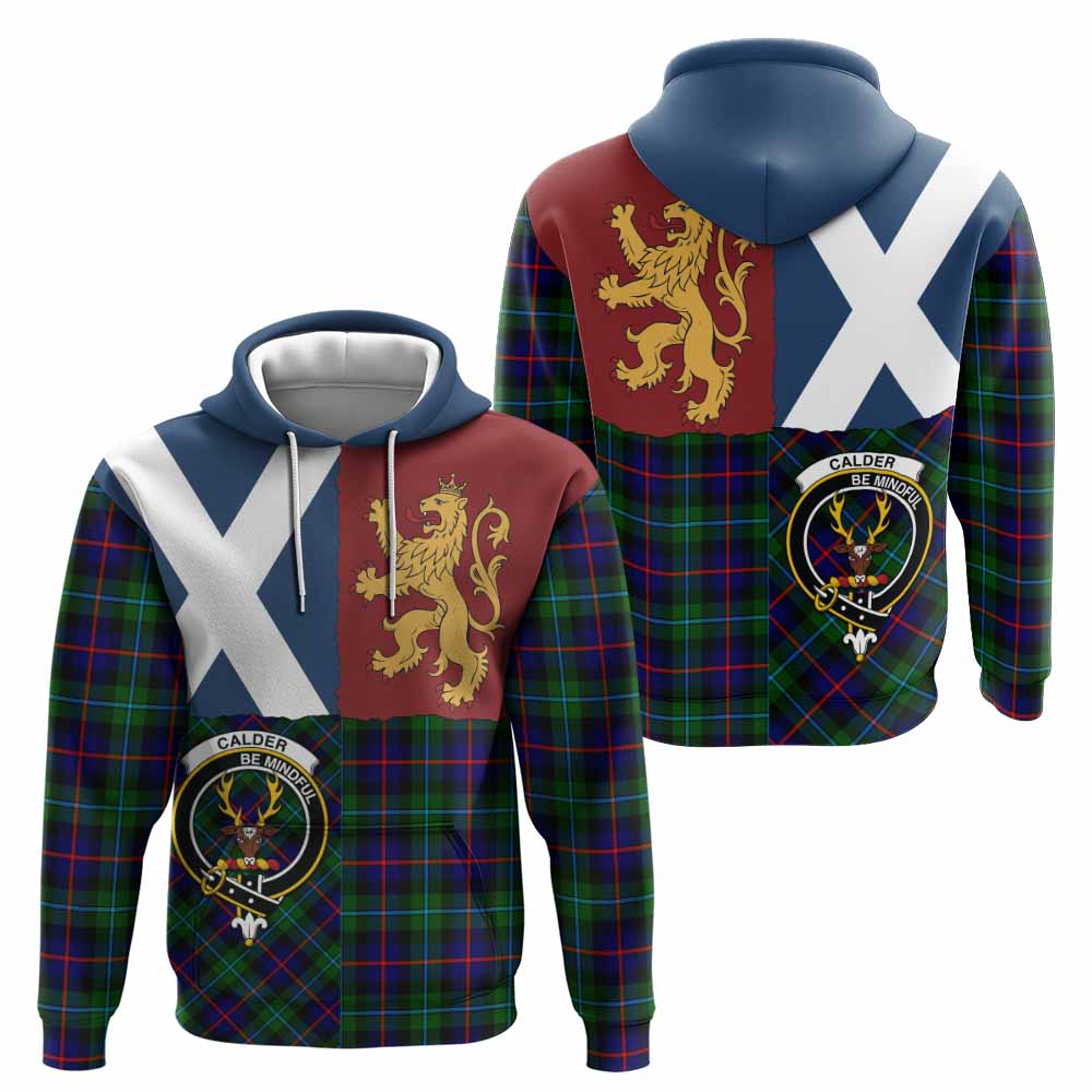 Calder Crest Tartan Hoodie with Lion Rampant Saltire Style