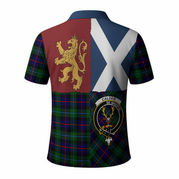 Calder Crest Tartan Polo Shirt with Lion Rampant Saltire Style
