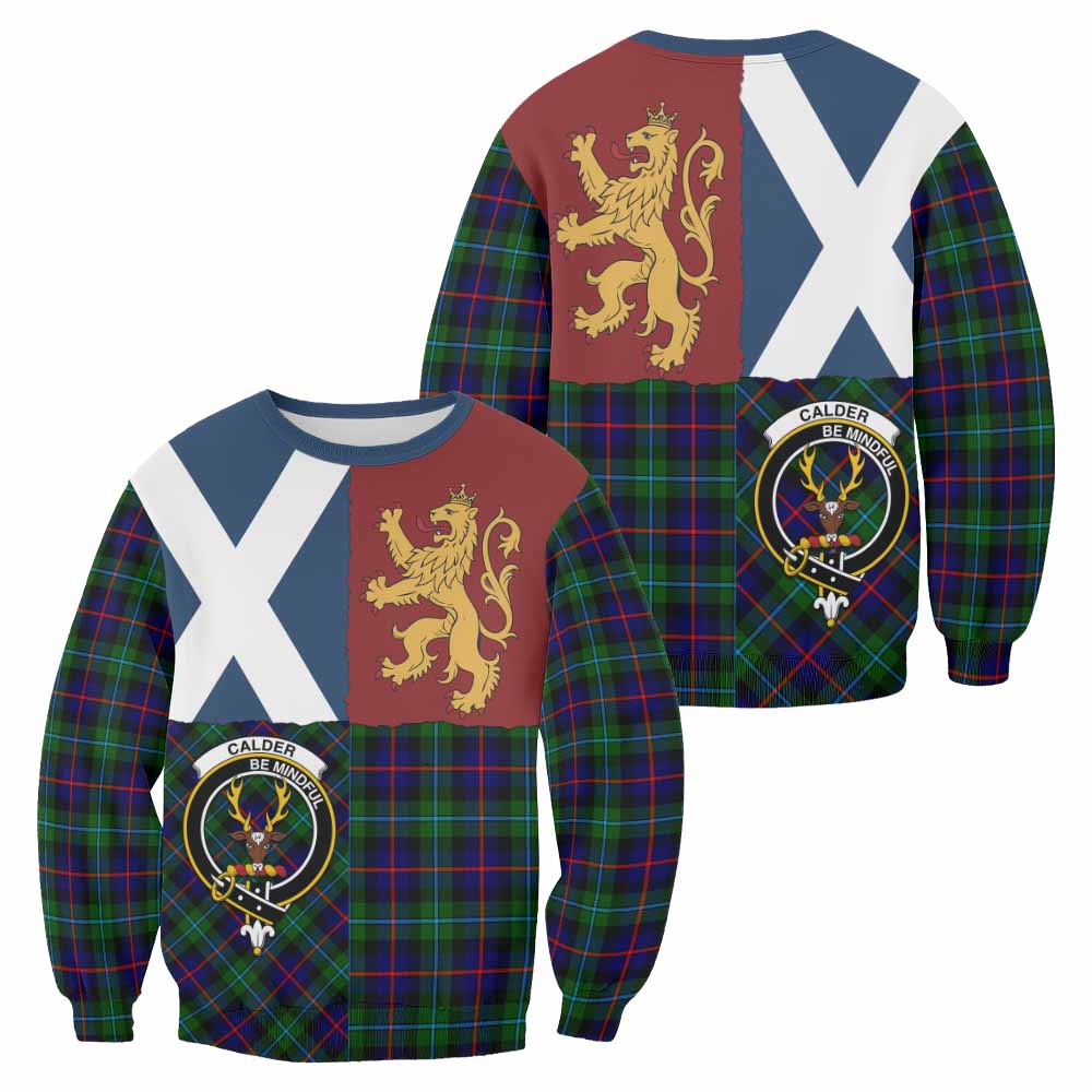 Calder Crest Tartan Sweatshirt with Lion Rampant Saltire Style