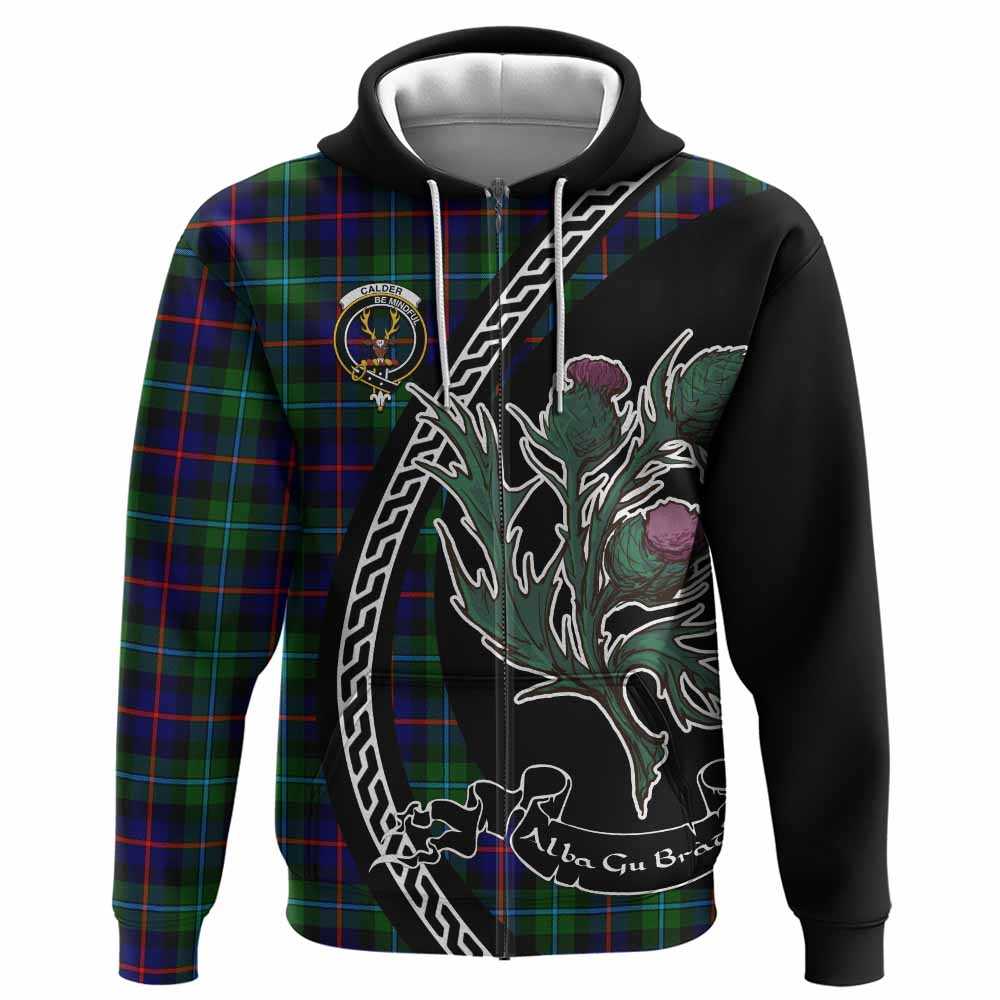 Calder Family Crest Tartan Hoodie Alba Thistle Inspired - Tartan Vibes Clothing