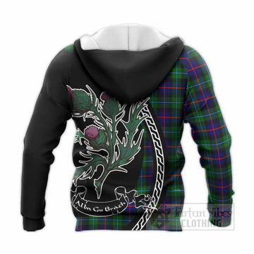 Calder Family Crest Tartan Knitted Hoodie Alba Thistle Inspired
