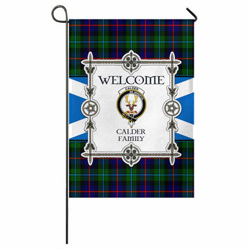 Calder Family Crest Tartan Welcome Garden Flag Saltire Harmony Style