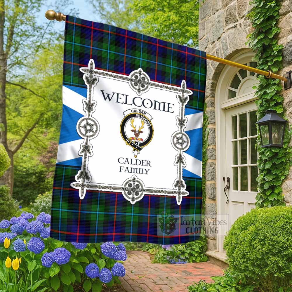 Calder Family Crest Tartan Welcome Garden Flag Saltire Harmony Style - Tartan Vibes Clothing