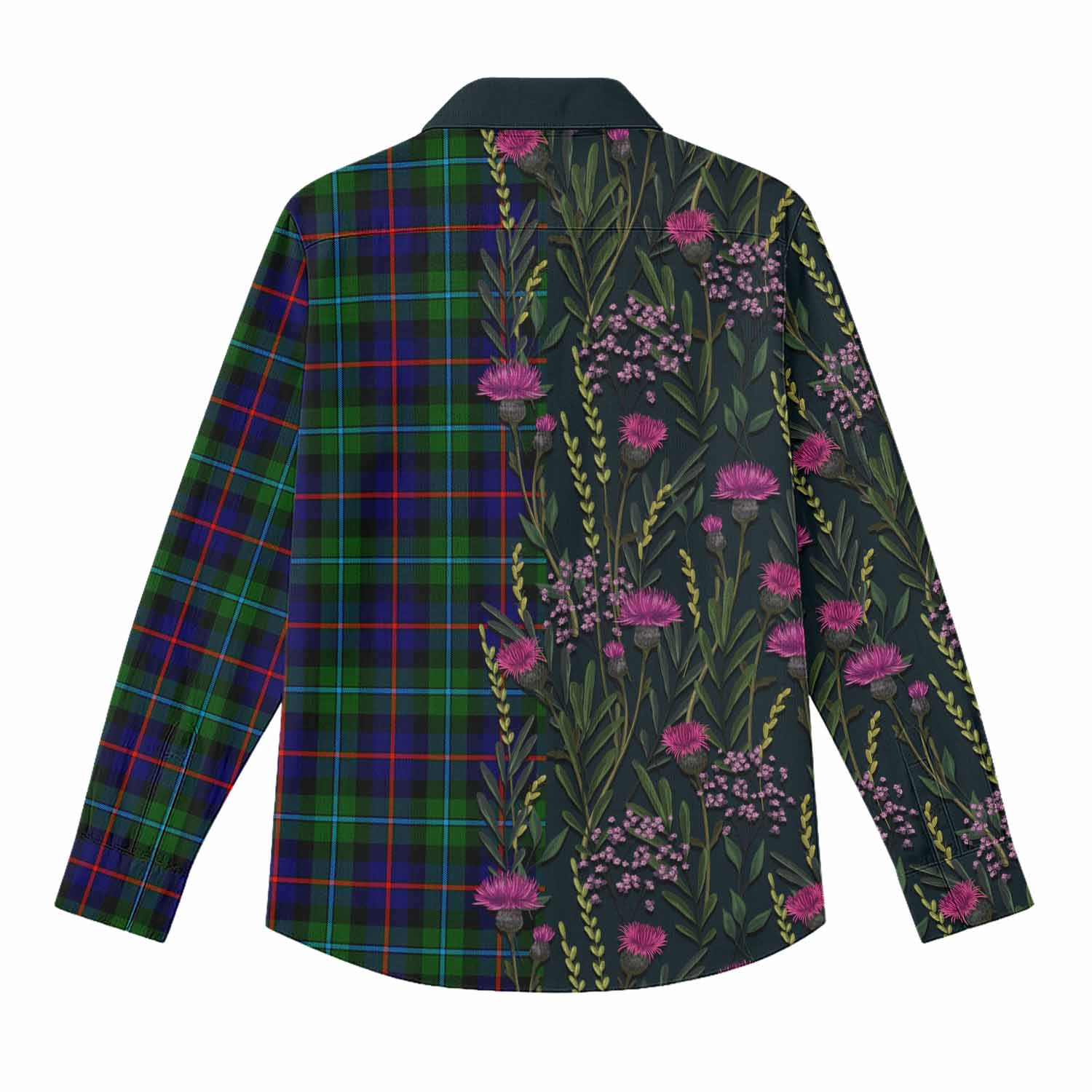 Calder Family Crest Tartan Women Casual Shirt Scottish Thistle Flower Pattern Half Style - Tartan Vibes Clothing
