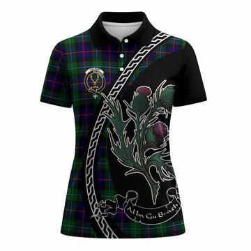 Calder Family Crest Tartan Women Polo Shirt Alba Thistle Inspired - Tartan Vibes Clothing