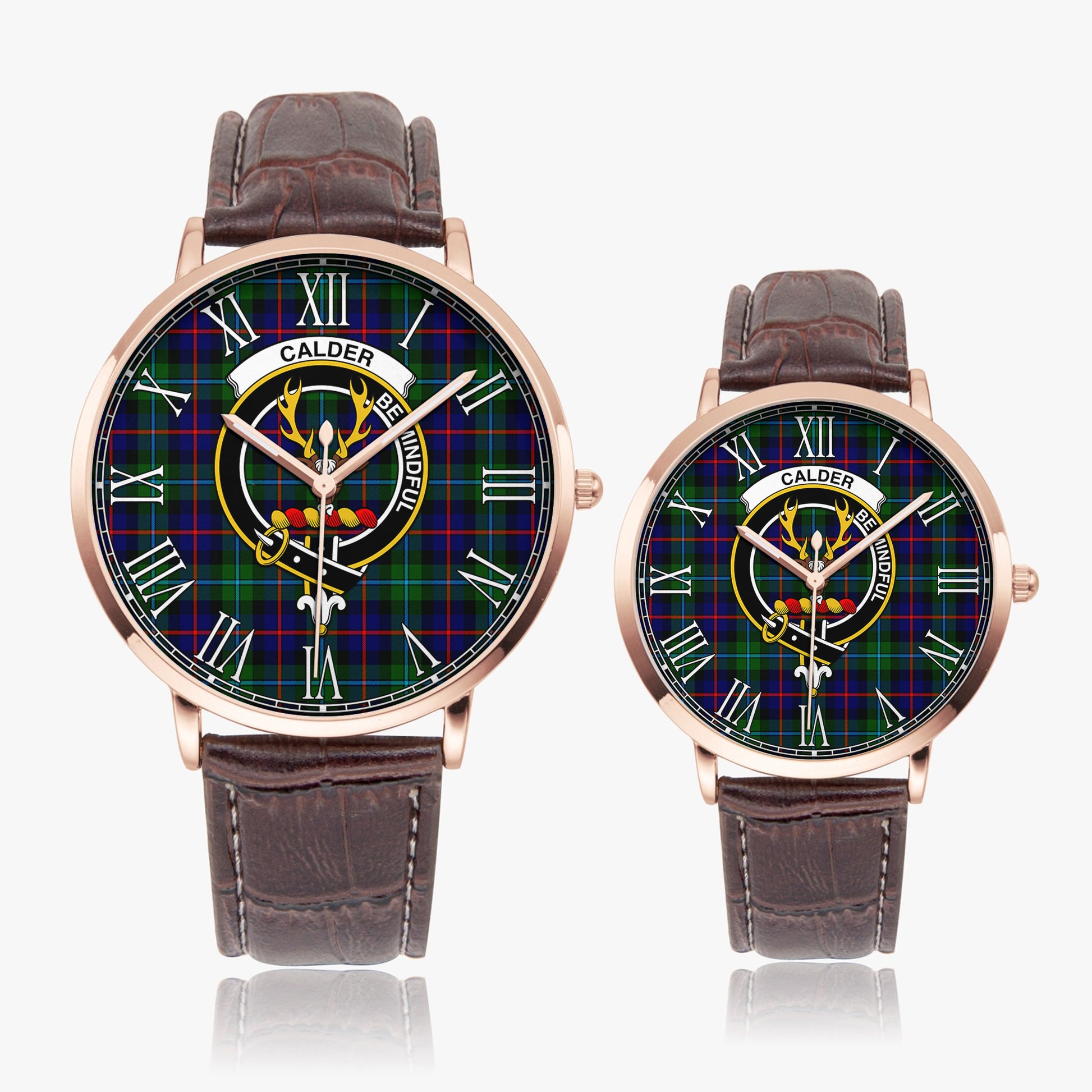 Calder Tartan Family Crest Leather Strap Quartz Watch - Tartan Vibes Clothing