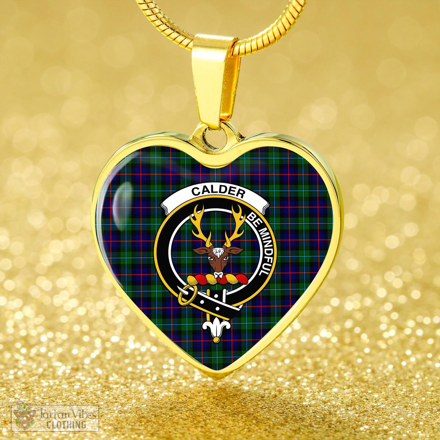 Tartan Vibes Clothing Calder Modern Tartan Heart Necklace with Family Crest