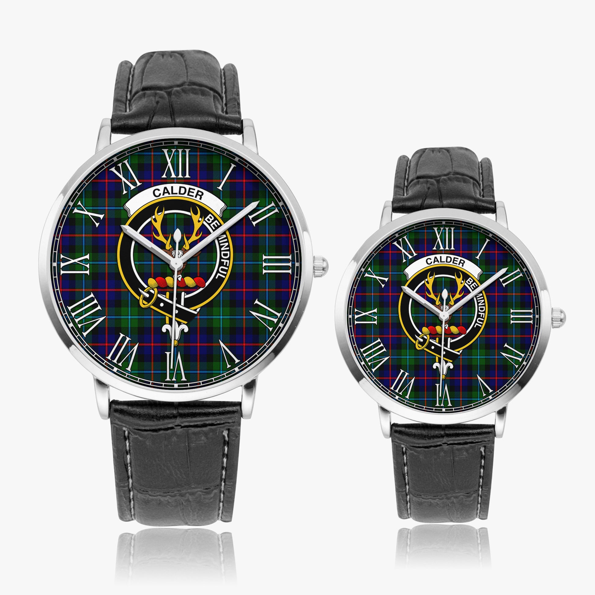 Calder Tartan Family Crest Leather Strap Quartz Watch - Tartan Vibes Clothing