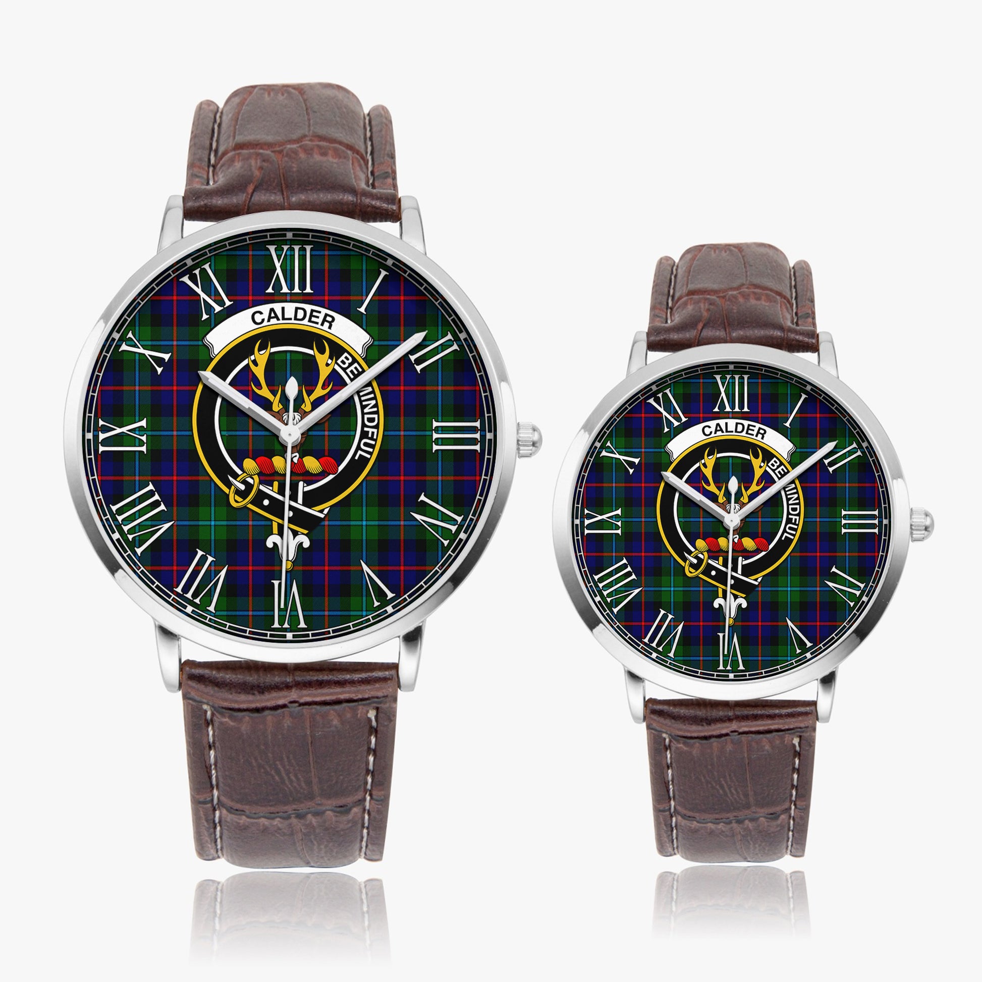 Calder Tartan Family Crest Leather Strap Quartz Watch - Tartan Vibes Clothing