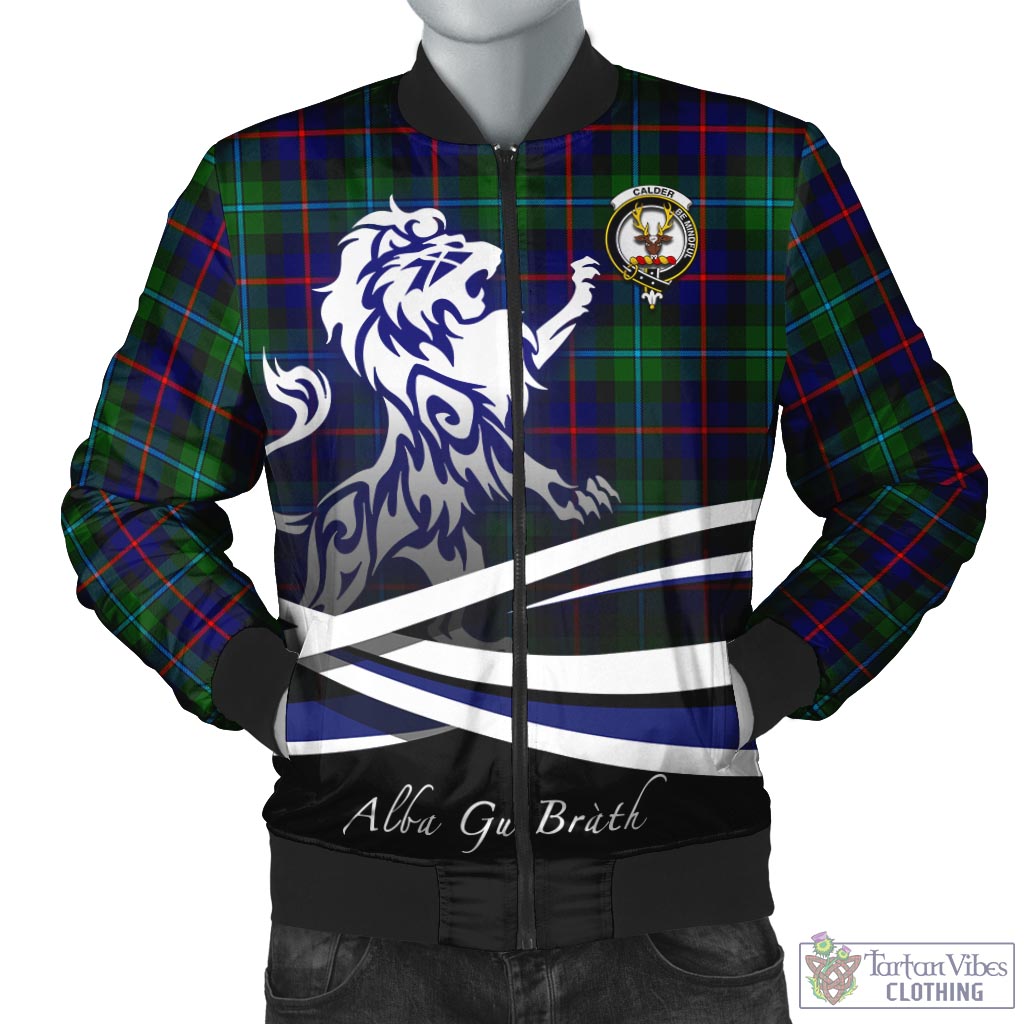 Calder Tartan Bomber Jacket with Alba Gu Brath Regal Lion Emblem Unisex - Tartan Vibes Clothing
