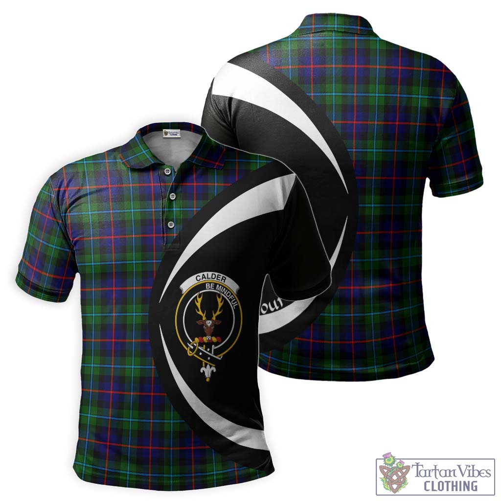 Calder Tartan Men's Polo Shirt with Family Crest Circle Style Kid - Tartan Vibes Clothing