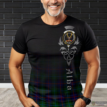 Calder Modern Tartan T-Shirt Featuring Alba Gu Brath Family Crest Celtic Inspired