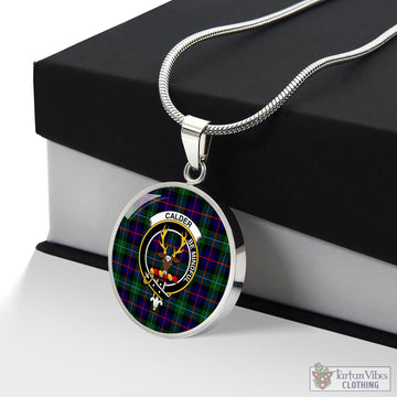 Calder Tartan Circle Necklace with Family Crest Luxury Necklace (Silver) No - Tartan Vibes Clothing