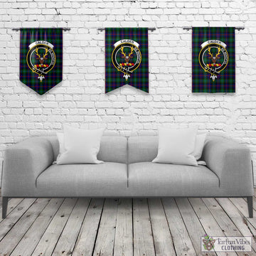 Tartan Vibes Clothing Calder Modern Tartan Gonfalon, Tartan Banner with Family Crest