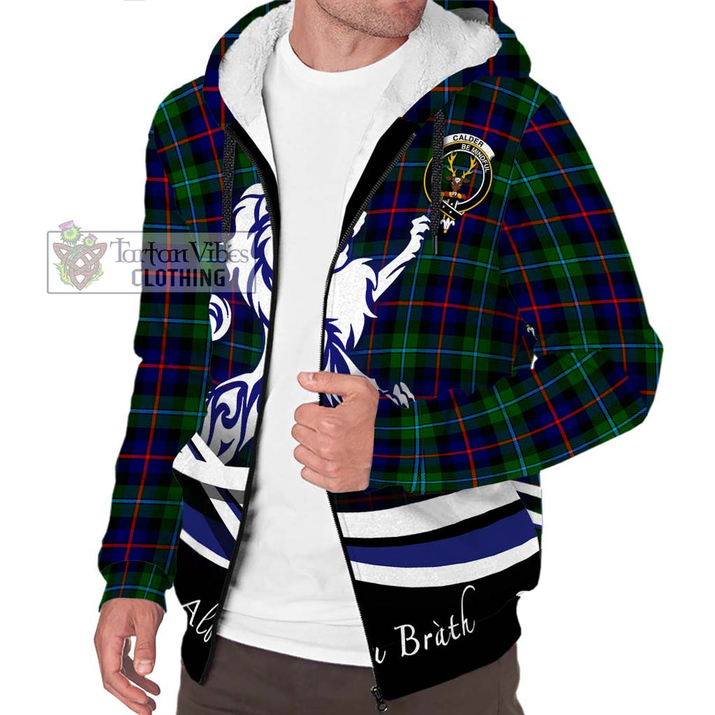 Calder Tartan Sherpa Hoodie with Alba Gu Brath Regal Lion Emblem Unisex S - Tartan Vibes Clothing