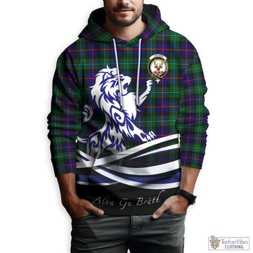 Calder Tartan Hoodie with Alba Gu Brath Regal Lion Emblem Zip Hoodie - Tartan Vibes Clothing