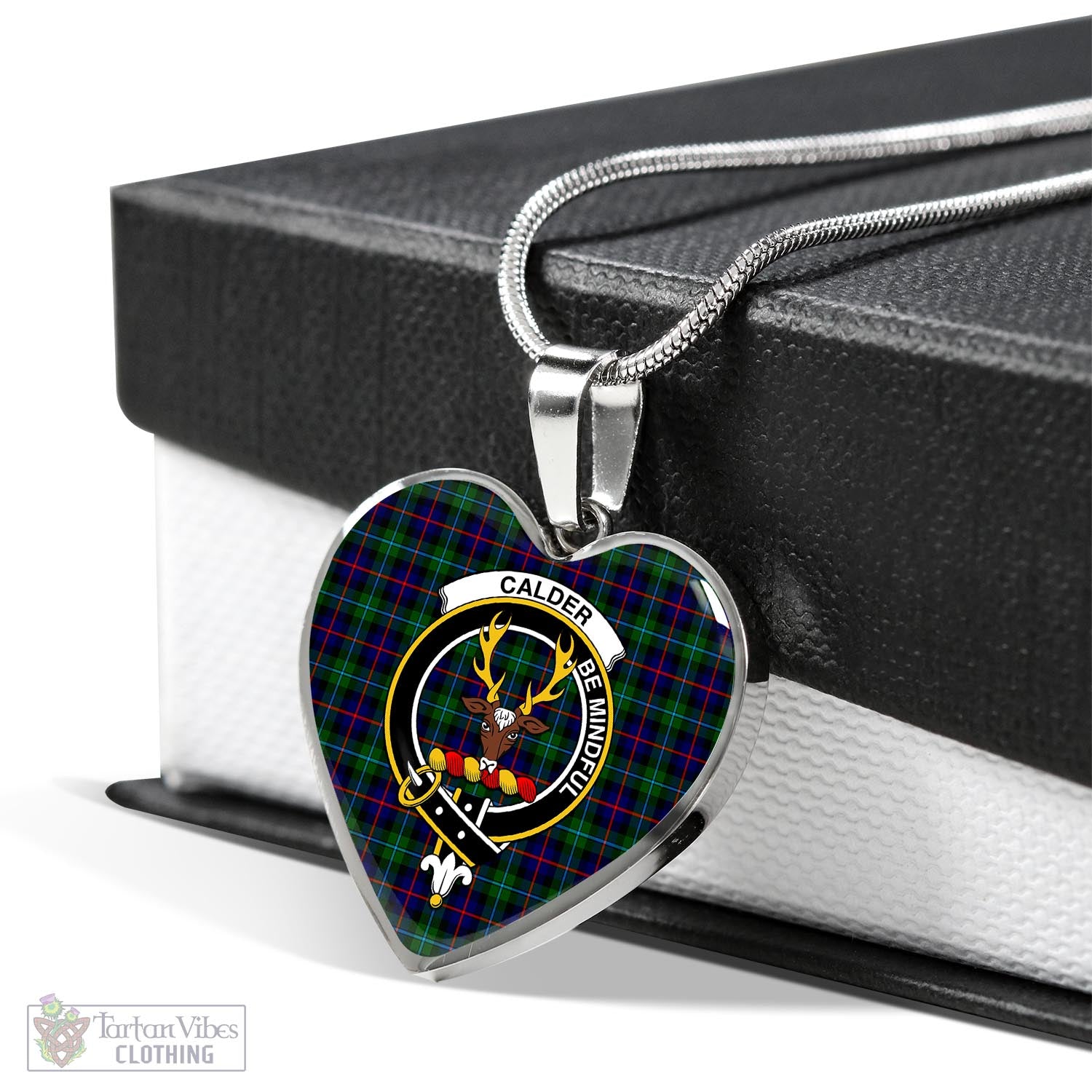 Tartan Vibes Clothing Calder Modern Tartan Heart Necklace with Family Crest