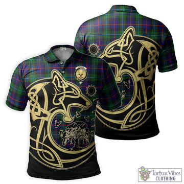 Calder Tartan Polo Shirt with Family Crest Celtic Wolf Style Kid - Tartanvibesclothing Shop
