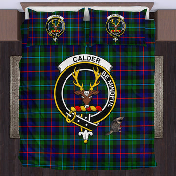 Calder Tartan Bedding Set with Family Crest